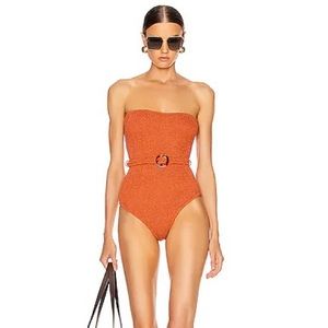Honor Belted One-Piece Swimsuit in Copper